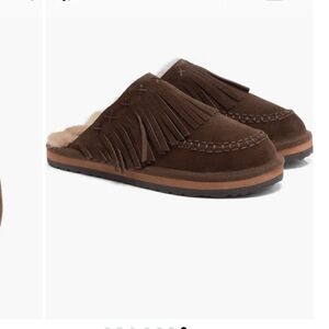 NWT Free People Fallon Fringe Mule  Suede Moccasin Slippers